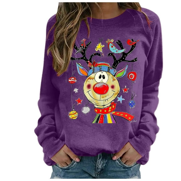 Womens Casual Long Sleeve Graphic Tee Shirts Crew Neck Sweatshirts Pullover Tops For Women