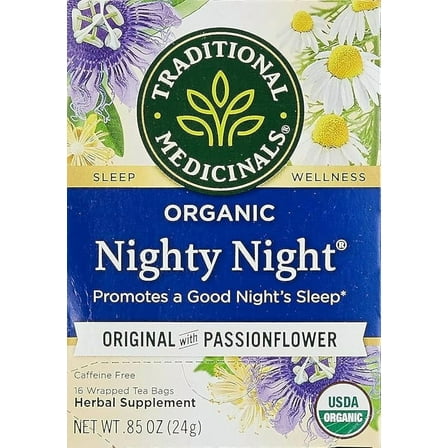 Traditional Medicinals Organic Nighty Night Tea, 16 Tea Bags (Pack of 1) ( Pack of 2 )