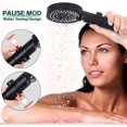 thumbnail image 4 of Black - One Piece Water Saving High Pressure Shower Head, 5 Patterns Adjustable Bathroom Shower Head, Water Resistant Shower Head with Stop, Easy to Install, 4 of 5