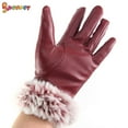 thumbnail image 2 of Spencer Womens Winter Warm Leather Gloves Touchscreen Texting Gloves PU Thermal Lining Plush Cuff Driving Gloves "Red", 2 of 8