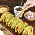 thumbnail image 3 of FYBTO Bamboo Taco Holders, Holds 8 Tacos Each Taco Tray Design Allows for Multi-Use Food Tray, Charcuterie Tray. Great Housewarming Gift & Kitchen Accessory-0621, 3 of 5