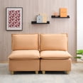 thumbnail image 3 of 58'' Modular Sectional Sofa with 5-Position Adjustable Backrest & Cup Holders, Space-Saving 2-Seat Convertible Couch for Small Living Rooms, Light Brown, 3 of 7