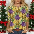 thumbnail image 4 of Qetyuw Women's 3/4 Sleeve Shirts Mardi Gras Shirts for Women Crew Neck Casual Party Tshirt Carnival Shirts for Women, 4 of 6
