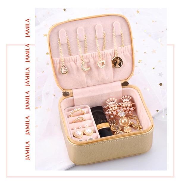 Caja de Joyería de material cuero Una Capa Cajas de Almacenamiento Multifunción Organizador Bolsa de Portátil para Collar, Pendientes, Ani Glacial Salvador organizador de joyería