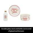 thumbnail image 4 of Holiday Time Multicolor Round Glazed Earthenware Ceramic Santa Cookie Plate with Corked Milk Bottle & Reindeer Treats Bowl, 4 of 5