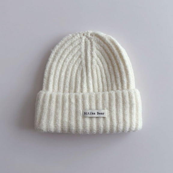 Trendy Letter Beanie for Kids - Cozy Winter Knit Hat, Youth Pull-On Cap