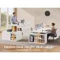 thumbnail image 3 of SEDETA 77.1" Executive Large Electric Standing Desk, Height Adjustable Sit Stand Desk with 2 Drawers, Storage Cabinet & Charging Port for Home Office, White, 3 of 9