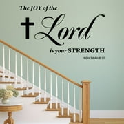 VWAQ The Joy of The Lord is Your Strength Nehemiah 8:10 Wall Art Decal - Scripture Bible Wall Decor