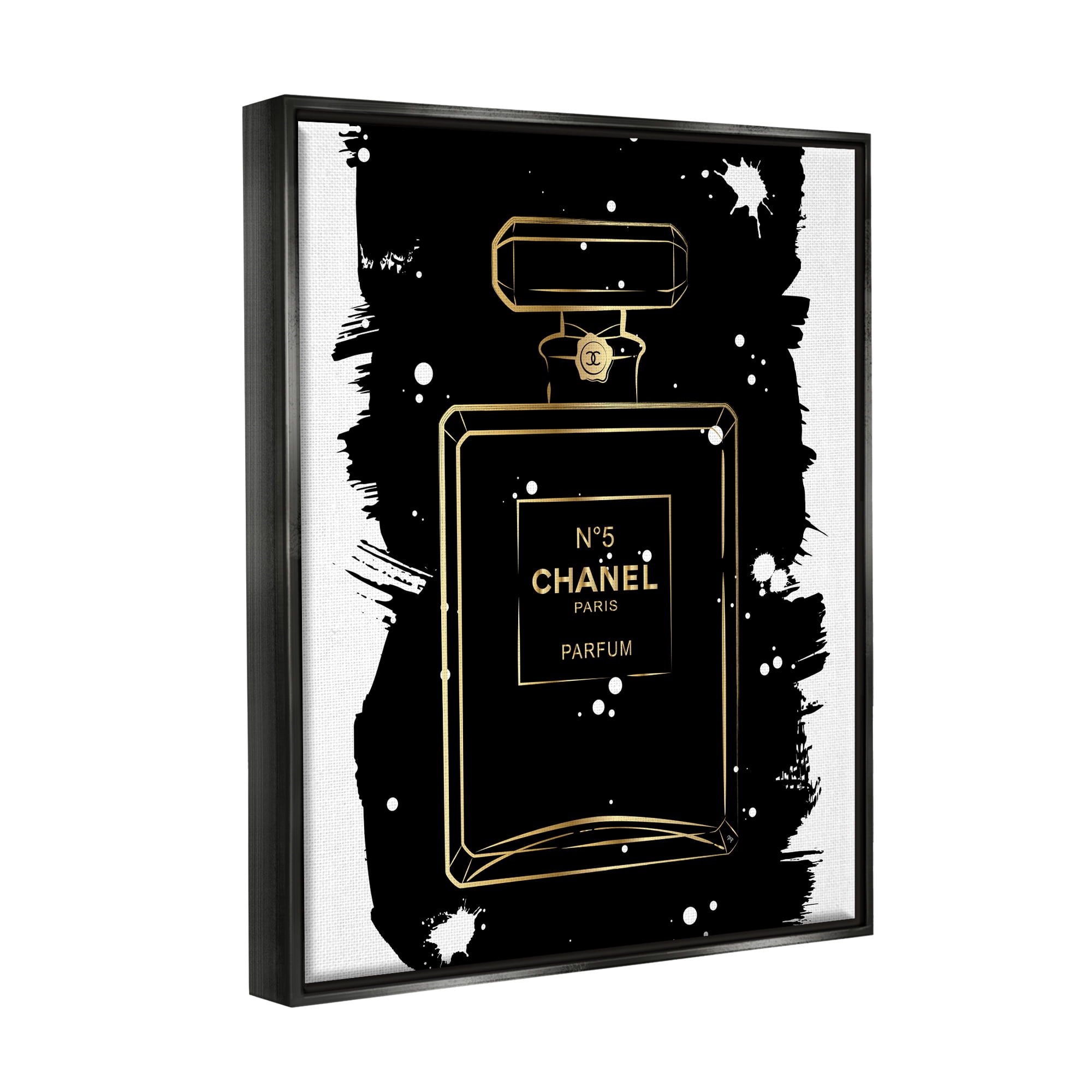 Stupell Industries Black Glam Perfume Beauty & Fashion Painting Black Floater Framed Art Print Wall Art, 17 x 21