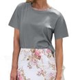 thumbnail image 6 of Summer Short Sleeve Solid Color Casual Women Leisure Basic T Shirt, 6 of 7