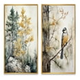 thumbnail image 2 of Designart "Minimalist Guardians of the Forest II" Forest Framed Wall Art Set Of 2 - Yellow Landscapes Framed Canvas Set For Living Room Decor, 2 of 7
