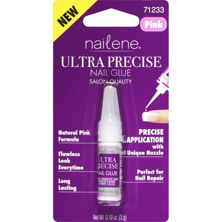 Nailene Ultra Precise Nail Glue, Pink, 0.10 oz