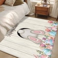 thumbnail image 5 of Rectangle Area Rug 4x6ft, Colorful Eggs Bunny Tail Flower Leaf on Wood Non-Slip Non-Shedding Floor Mat, Happy Easter Washable Sturdy Carpet for Living Room Bedroom Home Decor, 5 of 9