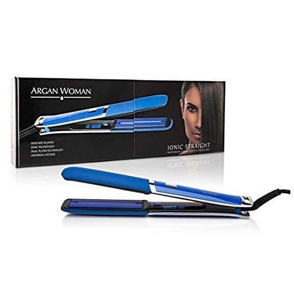 Argan Woman Professional Flat Hair Iron Ceramic Ionic Digital Straightener & Styling Iron, Dual-Plate Technology Titanium & Ceramic, 450°F Salon Heat, 1-Inch, Instant Heat Up