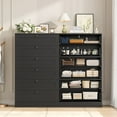 thumbnail image 3 of Homfa 6 Drawer Vertical Dresser for Bedroom, Modern Chest of Drawers Wood Storage Cabinet for Living Room, Black, 3 of 7