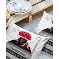 thumbnail image 2 of Pack of 2 Outdoor Pillow Covers, Red High Heels Lipstick Flowers Put on the Books Waterproof Square Throw Pillowcase Cushion Decorative Pillow Covers for Couch Patio Tent, 18x18 in, 2 of 6