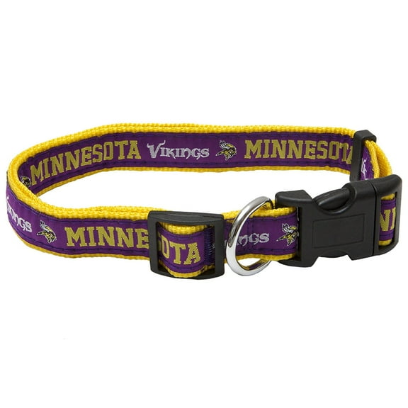 Pets First NFL Minnesota Vikings Dog Collar - Heavy-Duty, Durable & Adjustable Football Collar for Dogs/ CATS - Medium