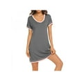 thumbnail image 3 of Taykoo Women's Nightshirt Short Sleeve Cotton Solid Color Round Neck Sleepwear Pajama Dress Home Wear S-XXL, 3 of 5