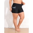 thumbnail image 4 of Sociala Womens Solid Swim Bottoms Plus Size High Waisted Boardshorts Sporty Swim Shorts with Pockets, 4 of 7