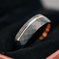 thumbnail image 4 of Tungsten Carbide Two-tone Ring Rose Gold and Black Diamond-cut Sandblasted Finish Unisex Tungsten Steel Couple Rings, 4 of 9