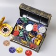 thumbnail image 3 of Monedas de tesoro de oro de plástico para niños, accesorios de monedas de oro pirata, juguetes de decoración de Halloween, accesorios de fiesta de cumpleaños, 100 uds., 3 of 4
