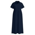 thumbnail image 6 of Dresses for Women, Womens Summer Cotton Flowy Maxi Dress, Short Sleeve Lape Empire Waist Boho Tiered Ruffle Casual Loose Long Dresses, 6 of 6