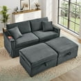 thumbnail image 3 of Muumblus Loveseat Sectional Sofa with 2 Storage Ottomans, Modular Cloud Couch with 2 Side Tables & USB, Plush Double Chaise Lounge Sofa Bed Indoor, Gray Corduroy, 3 of 12