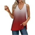 thumbnail image 2 of GaThRRgYP Loose Fit Tank Tops for Women,Women's Sleeveless V-Neck Floral Blouse,Ladies' Loose and New Gradient V-neck Sleeve with Side Slit Fashion Top Red XL, 2 of 8