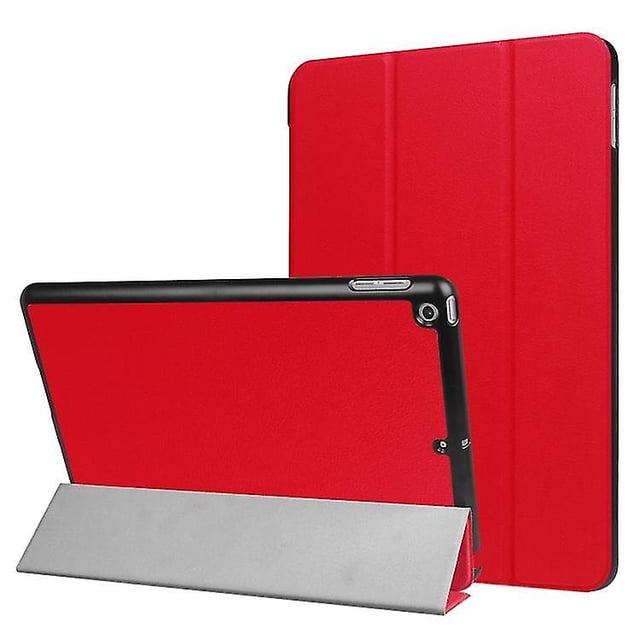 Funda de cuero con tapa horizontal y textura Custer para iPad 9.7 (2018) y iPad 9.7 (2017), con tres pliegues y función de suspensión/activación (negra)
