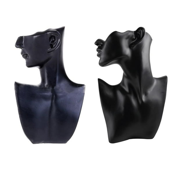 Exhibición de Joyería de Busto de Collar Y Pendiente de 2 Piezas, Resina, Soporte de Maniquí Femenino para Joyería Sunnimix Maniquí de exhibición de collar