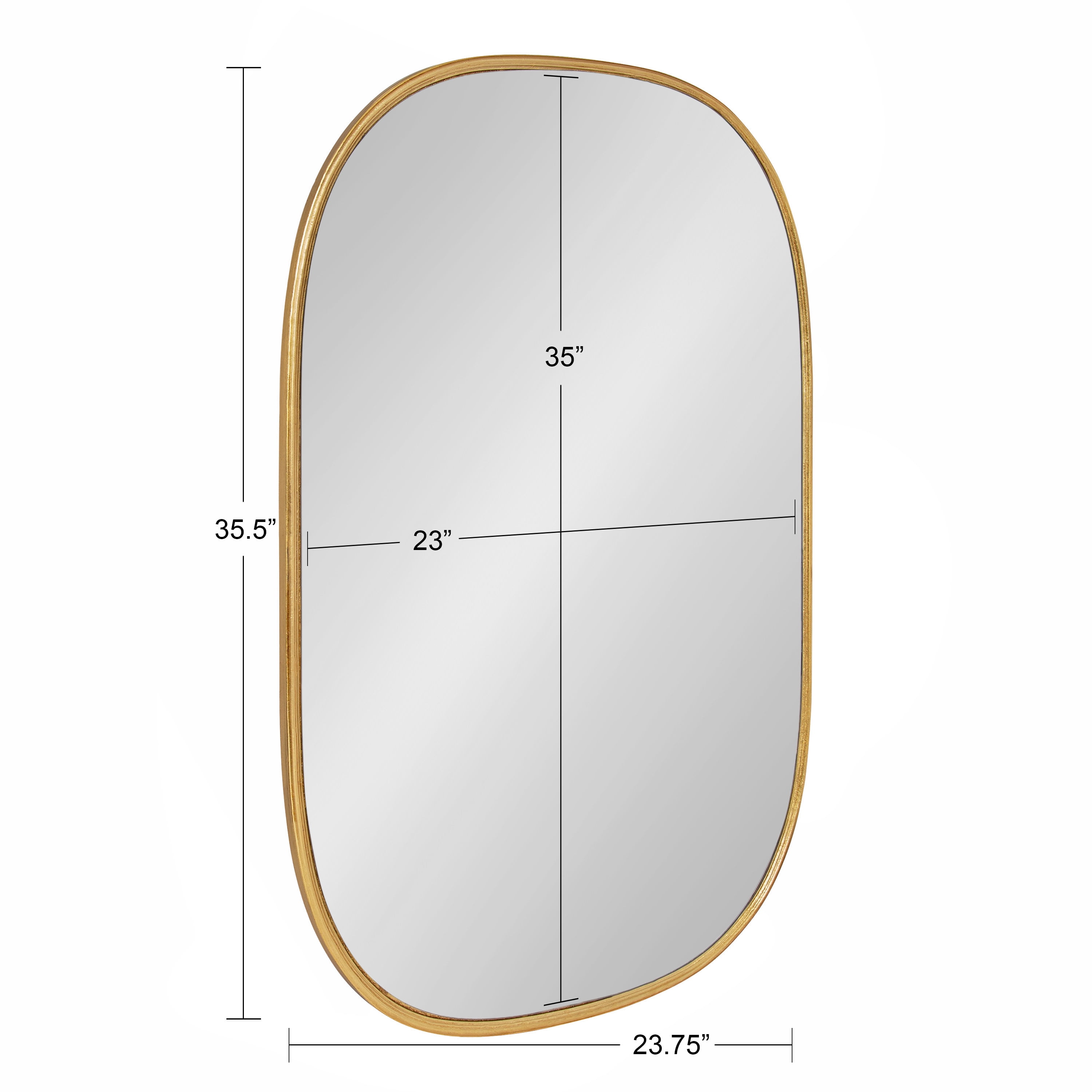 Kate and Laurel Caskill Decorative Mid-Century Modern Rounded Edged  Rectangular Frame Wall Mirror in Gold Leaf, 24x35.5 Inches - Walmart.com