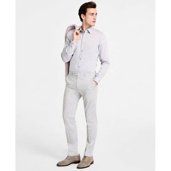 Calvin Klein Mens Slim fit Dress Pants 40 / 32 Light Grey Solid