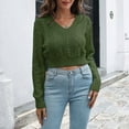 thumbnail image 3 of Vedolay Fall Sweater Womens Sweaters V Neck Long Sleeve Color Block Striped Casual Knit Pullover Tops,Green S, 3 of 4