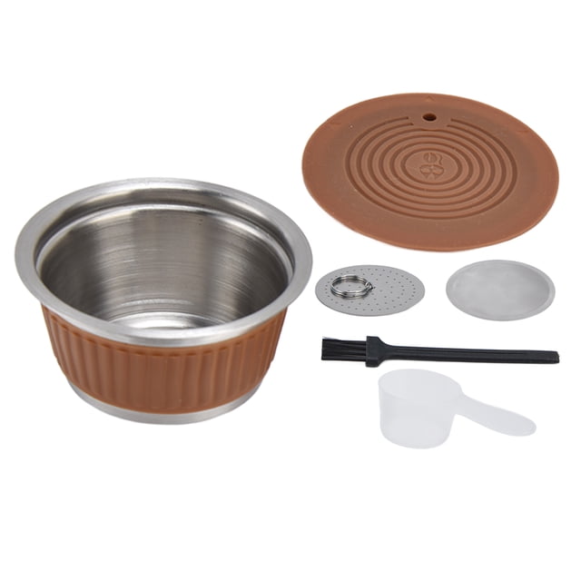Juego de filtros reutilizables de acero inoxidable para cápsulas de café rellenables y reutilizables para cafetera Dolce Gusto, color café.