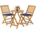 thumbnail image 5 of Topcobe 3 Pieces Acacia Wood Patio Folding Bistro Set with Soft Cushions, Outdoor Patio Furniture for Garden Backyard Pool Deck-Navy, 5 of 12