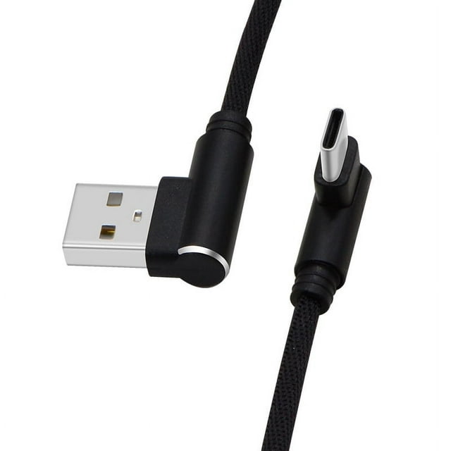 Cable de datos de doble codo con tejido de aluminio tejido y carcasa de cable de carga adecuado para teléfonos móviles Android Apple tipo C cable de carga rápida