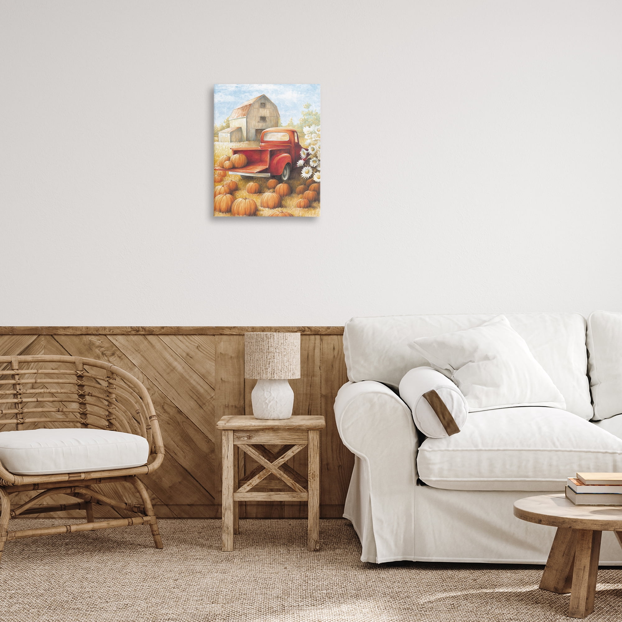 Stupell Industries Pumpkin Harvest Drop Off Landscape Painting Gallery Wrapped Canvas Art Print Wall Art, 16 x 20