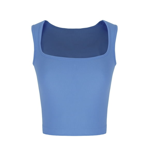 XuJwPNcy Crop Tank Tops for Women Ribbed Seamless Clubwear Sleeveless Square Neck Going out Shirts