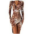 thumbnail image 2 of Floenr Womens Plus Size Maxi Dresses,Sexy V Neck Star Printed Slim Summer Dresses,Party Beach Ruched Leopard Print Floral Empire Waist Mini Dress, 2 of 8