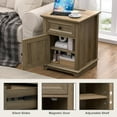 thumbnail image 5 of End Tables with Charging Station Set of 2, Side Tables with Drawer and Adjustable Shelf, Night Stand Set of 2, Wooden Side Table for Living Room/Bedroom/Office, Light Brown, 5 of 14