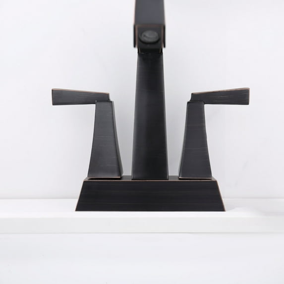 O'force 2-Handle Bathroom Sink Faucet Oil Rubbed Bronze 4 Inches Centerset Vanity Faucet 3 Hole Bathroom Faucet with Pop Up Drain & Supply Lines Modern Commercial Bathroom Faucets Lavatory Faucet Lead