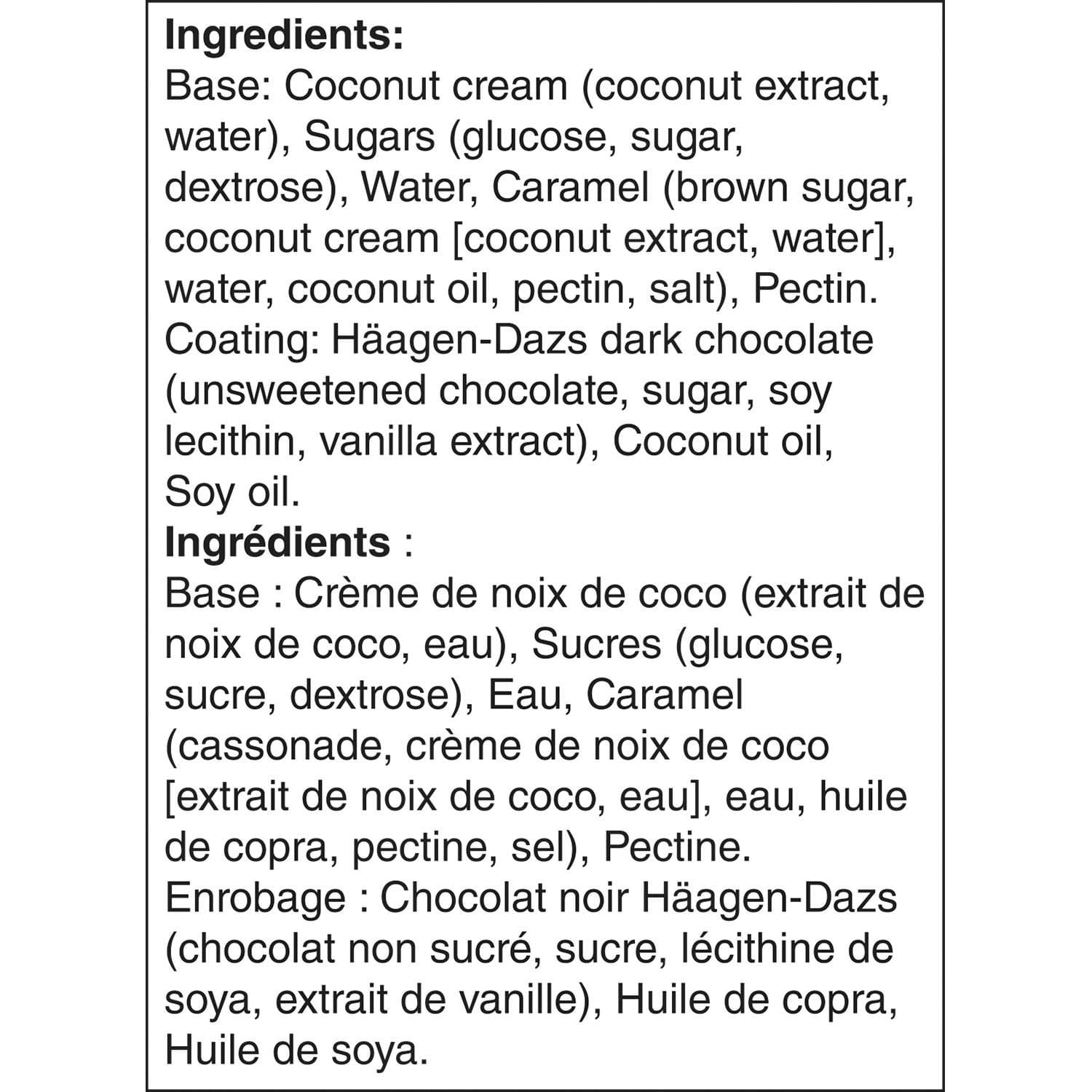 HÄAGEN-DAZS Non-Dairy Coconut Caramel Bars – 3 x 88 ml