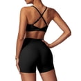 thumbnail image 3 of IDOPIP Women's 2 Piece Yoga Sets with Seamless Sports Bra and High Waist Shorts for Workout & Gym M Black, 3 of 9
