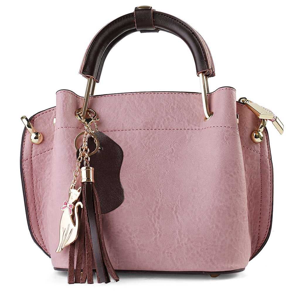 Mini Clova Women's Fashion Geniune Leather Top Handle Satchel Purse