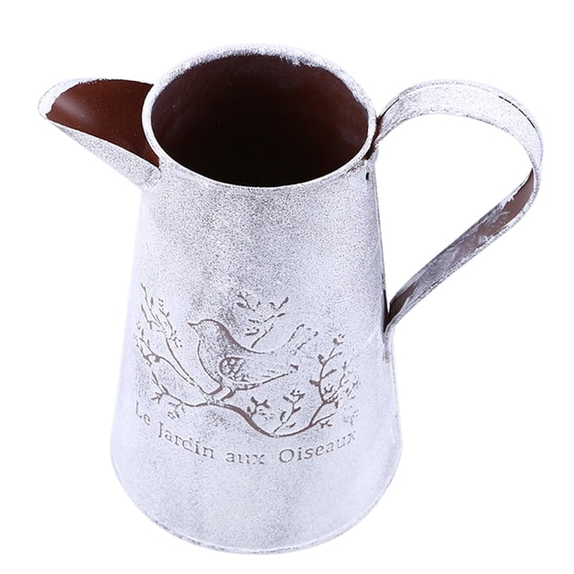 Cubo Rústico, Mango De Estilo Francés, Alta, Regadera De Acero, Cubos Para Dulces, Bodas De Cumpleaños 4 Soledad Cubo de plantas de flores de metal