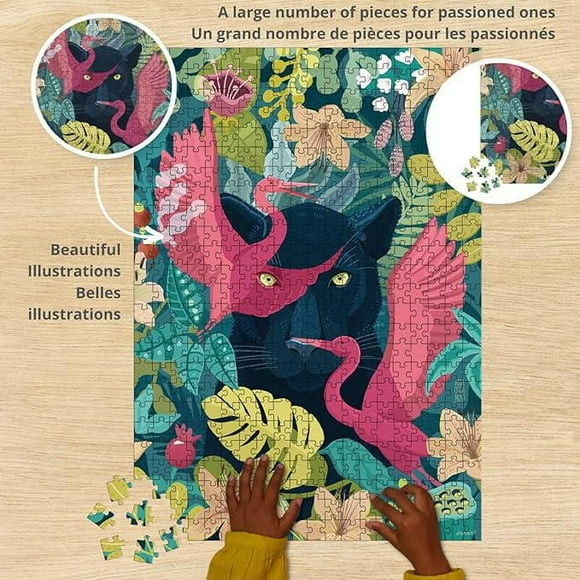 Janod • Jigsaw Puzzle Mystic Panther for Kids 8+ Years • 500 Pieces • Cardboard Puzzle • Educational Toys Gift for Boys and Girls
