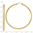 thumbnail image 2 of 14k Yellow Gold Hinged post Knife Edge Sparkle Cut Hollow Hoop Earrings Measures 65mm long 2.5mm Thick - Hoop Earring fo, 2 of 2