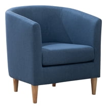 Barrel Accent Chair, Modern Comfy Living Room Chairs with Armrest Reading Chair, Cozy Soft Padded for Small Space Bedroom Reception Room Cafe (Blue)