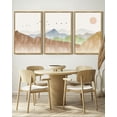 thumbnail image 2 of SHENIFY Landscape Mountain Range Wall Art 16x24in3pcs Natural Framed Set Watercolor Ink Wash Nature Scenry Sunrise Flying Bird Farmhouse Rustic Modern Art Decorative for Living Room Bedroom, 2 of 5
