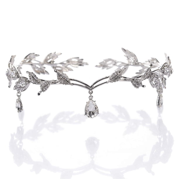 Remedios Rhinestone Leaf Crown Headband, Crystal Pendent Tiara Headband Remedios Rhinestone Leaf Wedding Crown Headband , Crystal  main image 2
